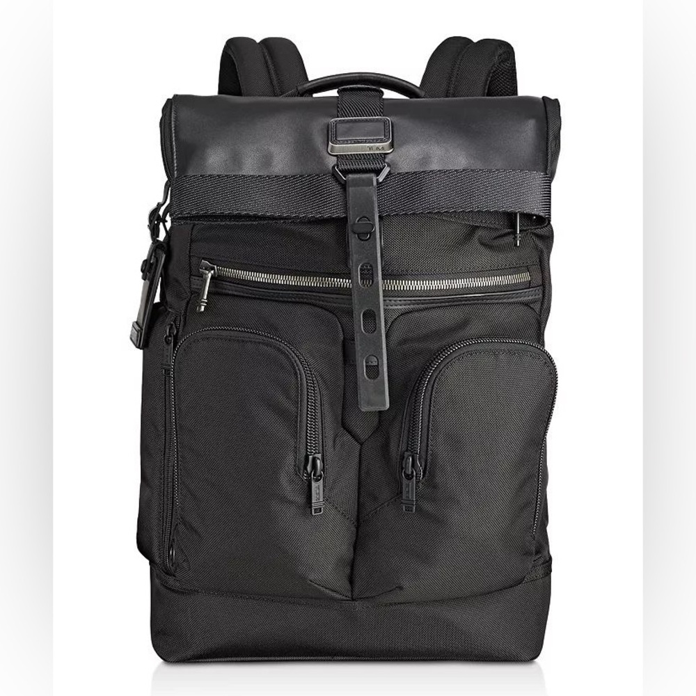 TUMI Alpha Bravo London Roll Top Backpack. Stylish Black Men's Backpack